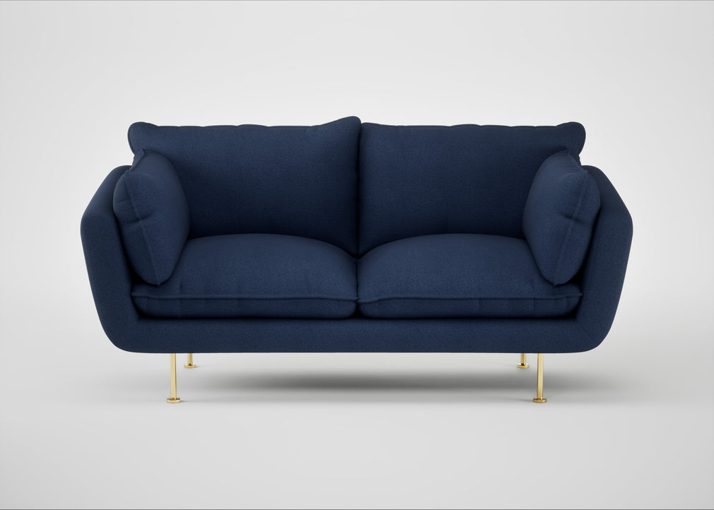 Allora 2 Seater Sofa Capelo Linen-Cotton Inkspot / Brass