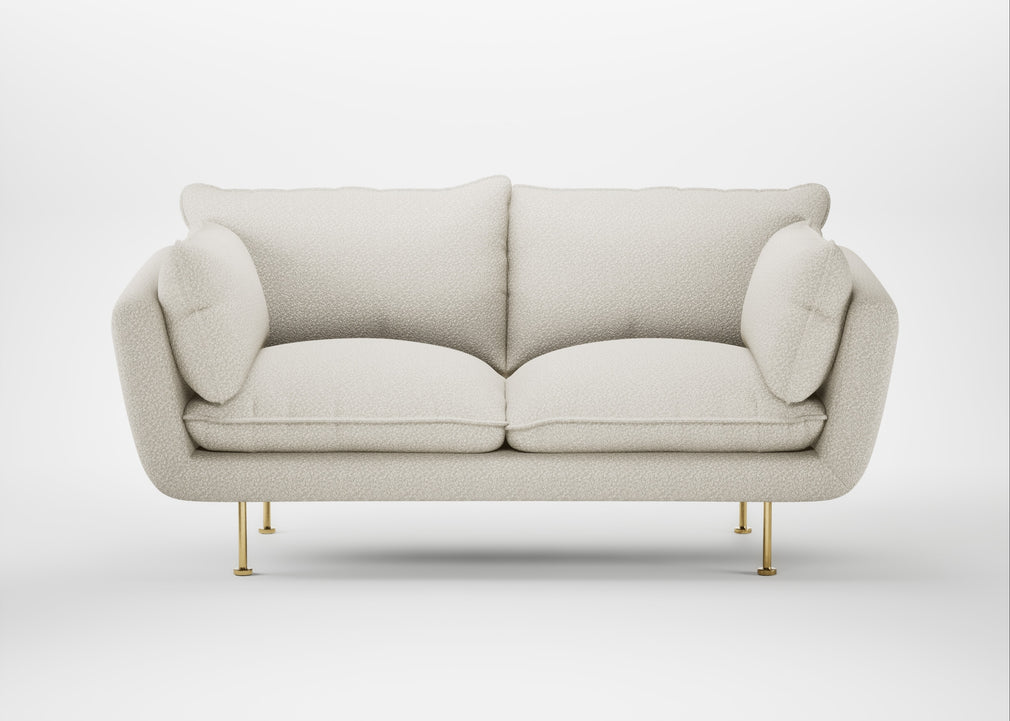 Allora 2 Seater Sofa Chunky Boucle Ecru / Brass