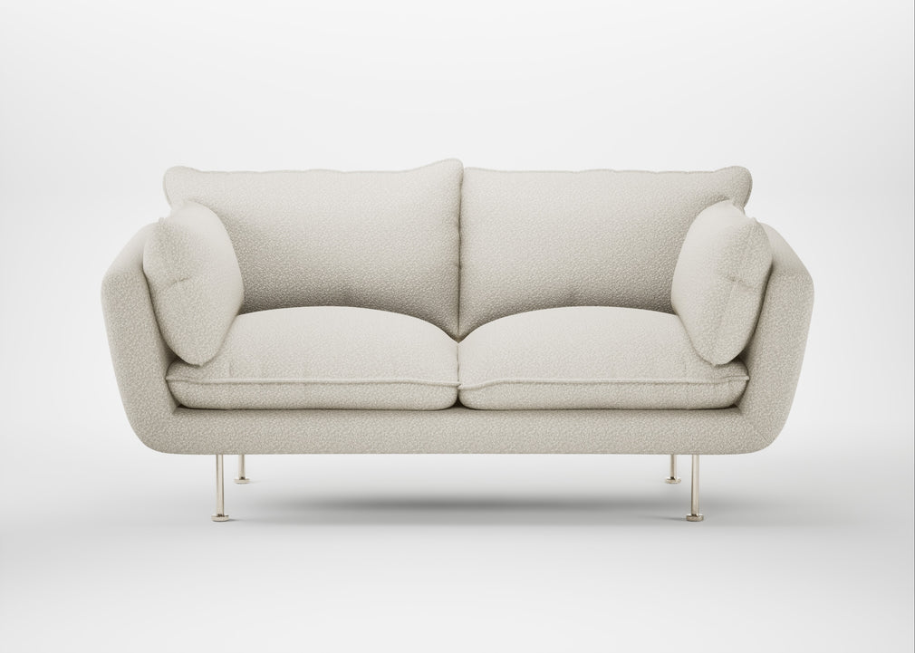 Allora 2 Seater Sofa Chunky Boucle Ecru / Stainless Steel