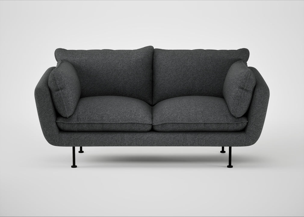 Allora 2 Seater Sofa Melton Wool Granite / Black