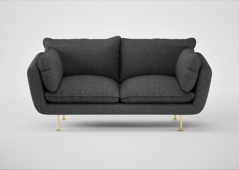 Allora 2 Seater Sofa Melton Wool Granite / Brass
