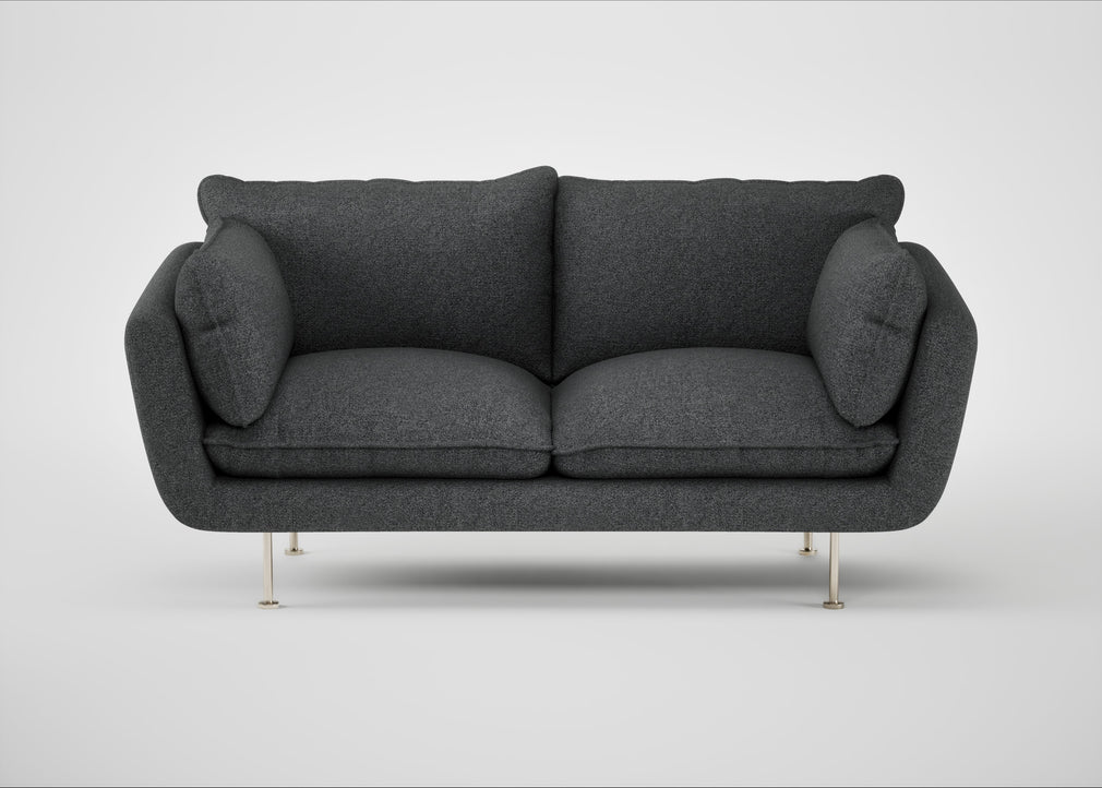Allora 2 Seater Sofa Melton Wool Granite / Stainless Steel