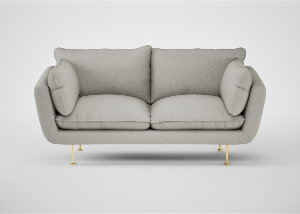 Allora 2 Seater Sofa Melton Wool Limestone / Brass
