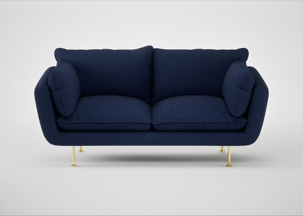 Allora 2 Seater Sofa Melton Wool New Navy / Brass