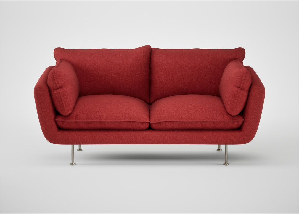 Allora 2 Seater Sofa Melton Wool Red Oxide / Stainless Steel