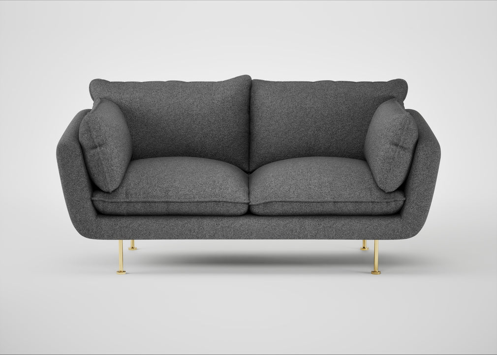 Allora 2 Seater Sofa Melton Wool Shale / Brass