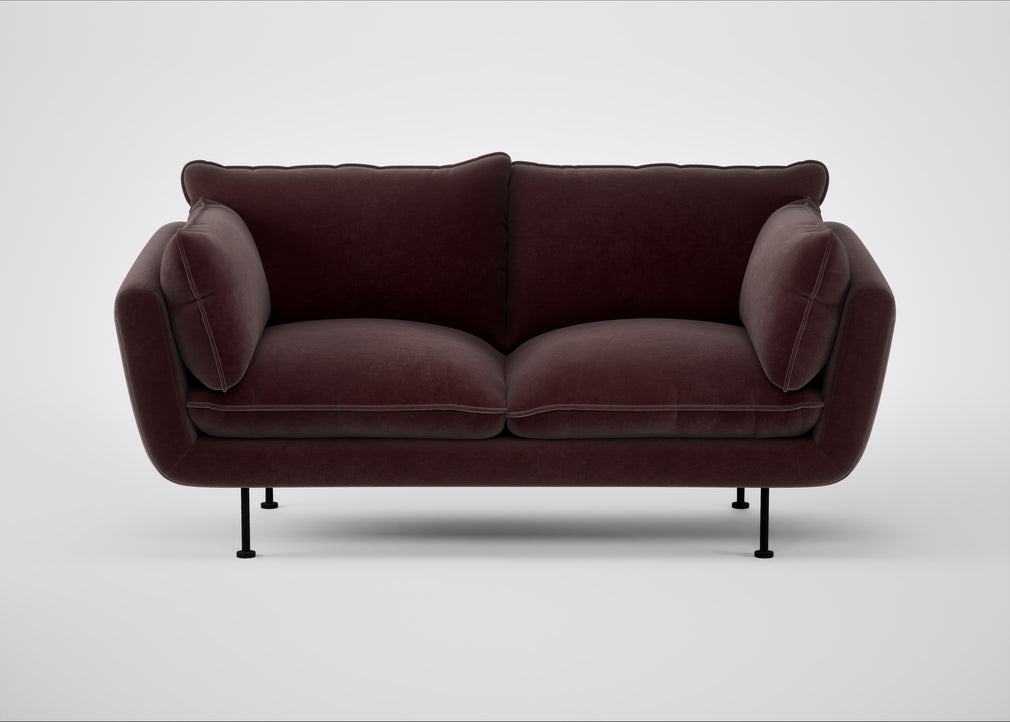 Allora 2 Seater Sofa Smart Luxe Velvet Acorn / Black
