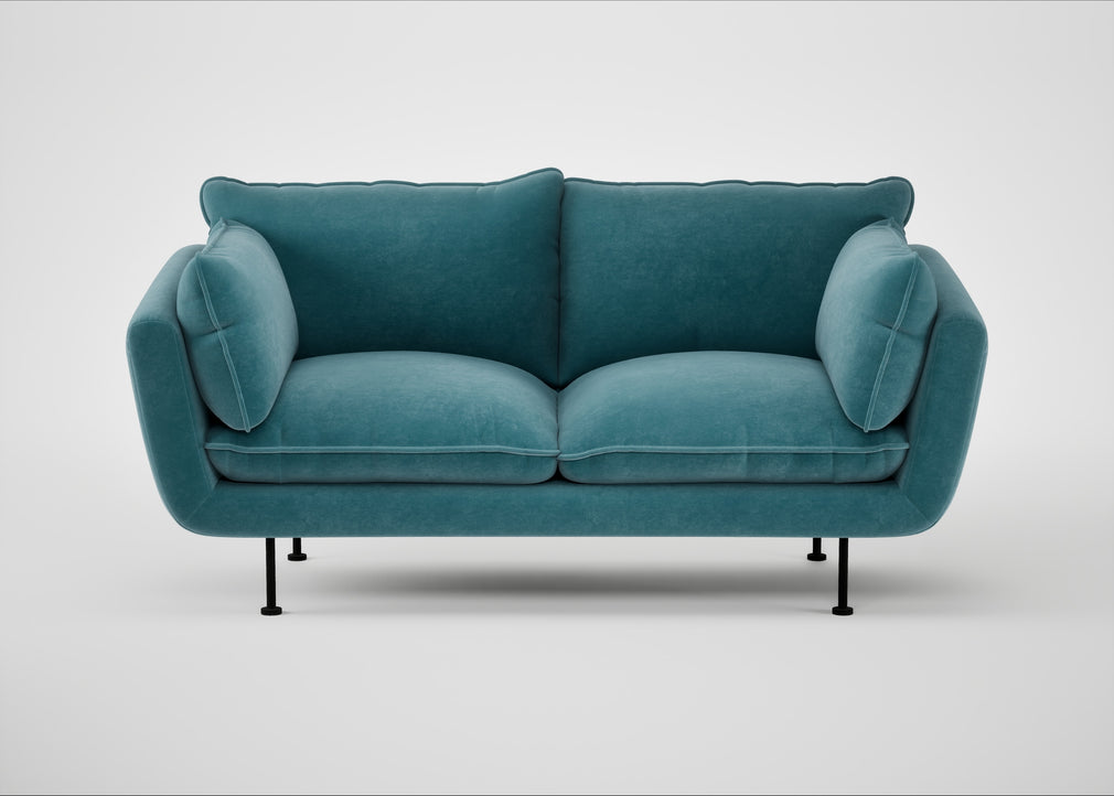Allora 2 Seater Sofa Smart Luxe Velvet Airforce Blue / Black