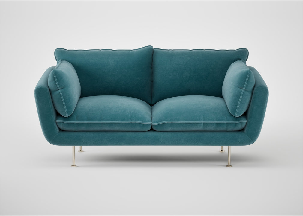 Allora 2 Seater Sofa Smart Luxe Velvet Airforce Blue / Stainless Steel