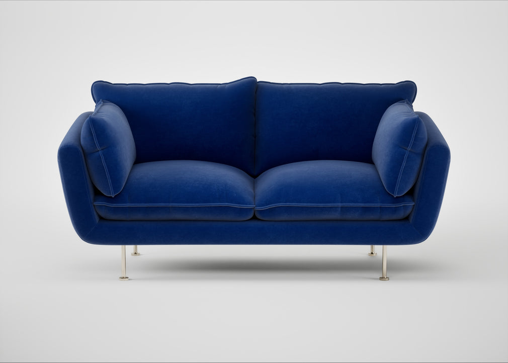 Allora 2 Seater Sofa Smart Luxe Velvet Azure / Stainless Steel