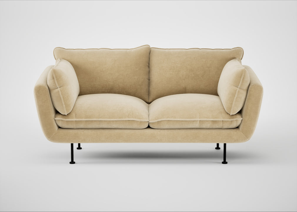 Allora 2 Seater Sofa Smart Luxe Velvet Biscuit / Black