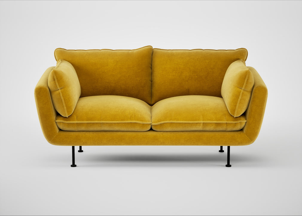 Allora 2 Seater Sofa Smart Luxe Velvet Canary / Black