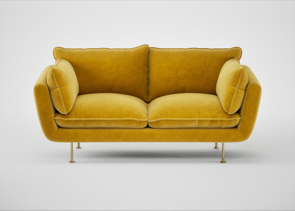Allora 2 Seater Sofa Smart Luxe Velvet Canary / Brass