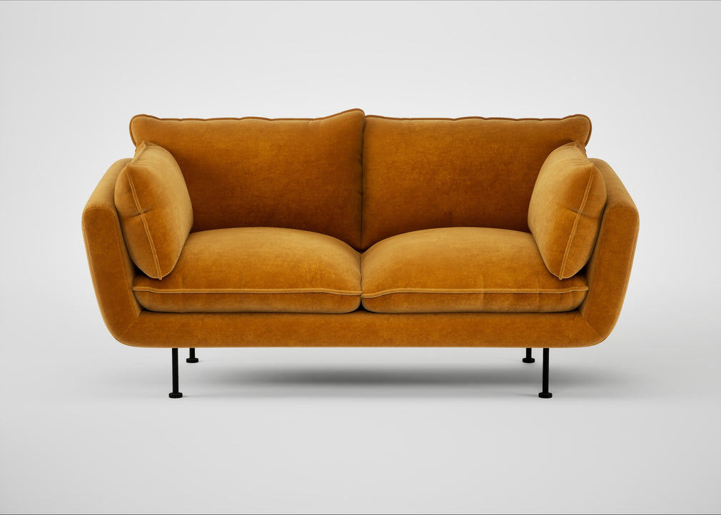 Allora 2 Seater Sofa Smart Luxe Velvet Cognac / Black