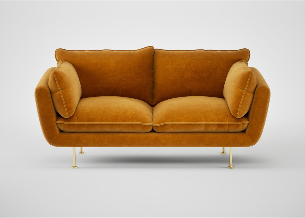 Allora 2 Seater Sofa Smart Luxe Velvet Cognac / Brass
