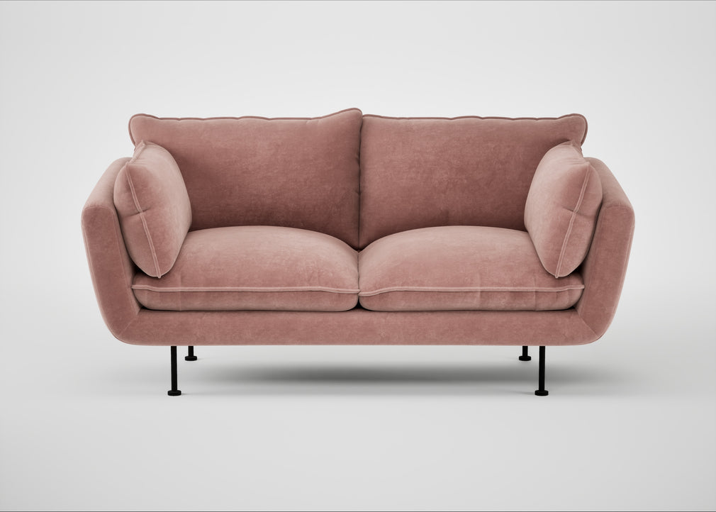 Allora 2 Seater Sofa Smart Luxe Velvet Dusky Pink / Black