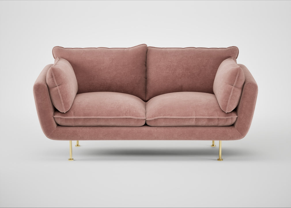 Allora 2 Seater Sofa Smart Luxe Velvet Dusky Pink / Brass