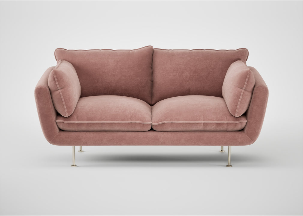 Allora 2 Seater Sofa Smart Luxe Velvet Dusky Pink / Stainless Steel