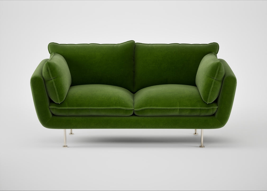 Allora 2 Seater Sofa Smart Luxe Velvet Grass / Stainless Steel