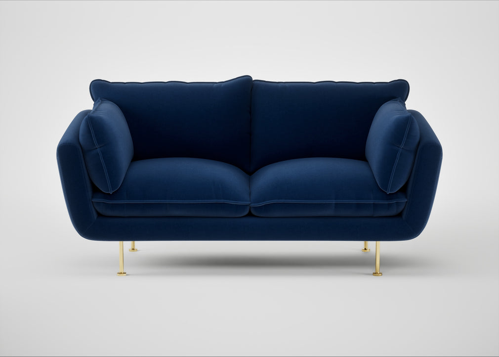 Allora 2 Seater Sofa Smart Luxe Velvet Midnight / Brass