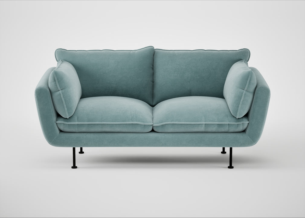 Allora 2 Seater Sofa Smart Luxe Velvet Mineral Blue / Black