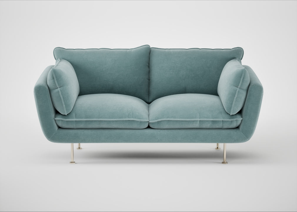 Allora 2 Seater Sofa Smart Luxe Velvet Mineral Blue / Stainless Steel