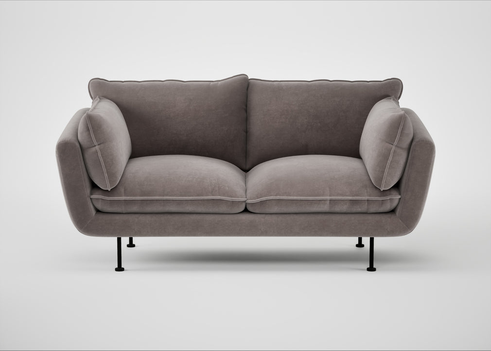 Allora 2 Seater Sofa Smart Luxe Velvet Mushroom / Black