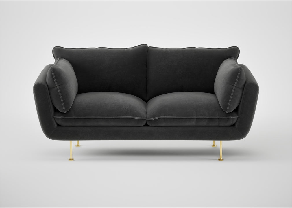 Allora 2 Seater Sofa Smart Luxe Velvet Nickel / Brass