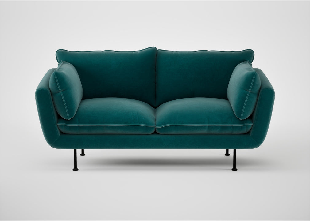 Allora 2 Seater Sofa Smart Luxe Velvet Ocean Green / Black