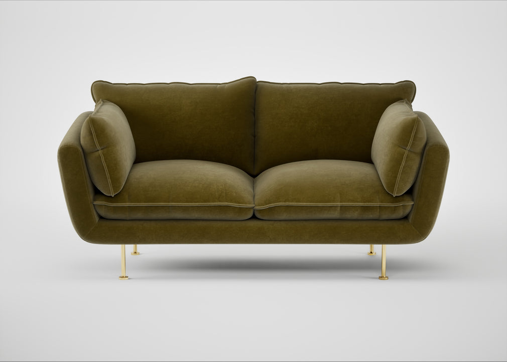 Allora 2 Seater Sofa Smart Luxe Velvet Peridot / Brass