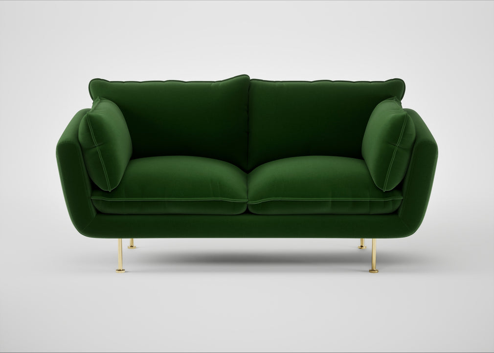 Allora 2 Seater Sofa Smart Velvet Forest / Brass