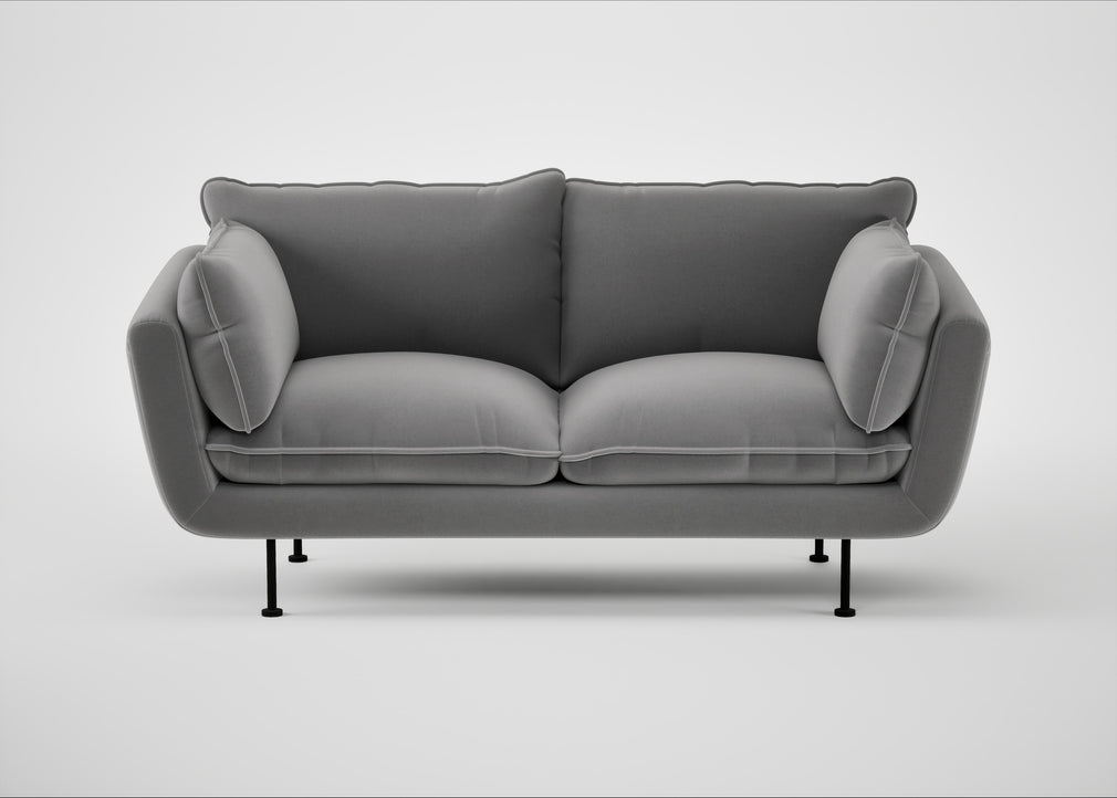 Allora 2 Seater Sofa Smart Velvet Mercury / Black