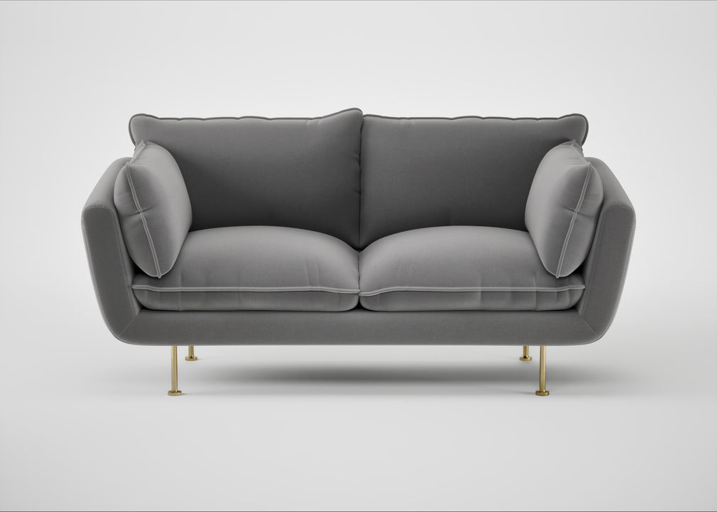 Allora 2 Seater Sofa Smart Velvet Mercury / Brass