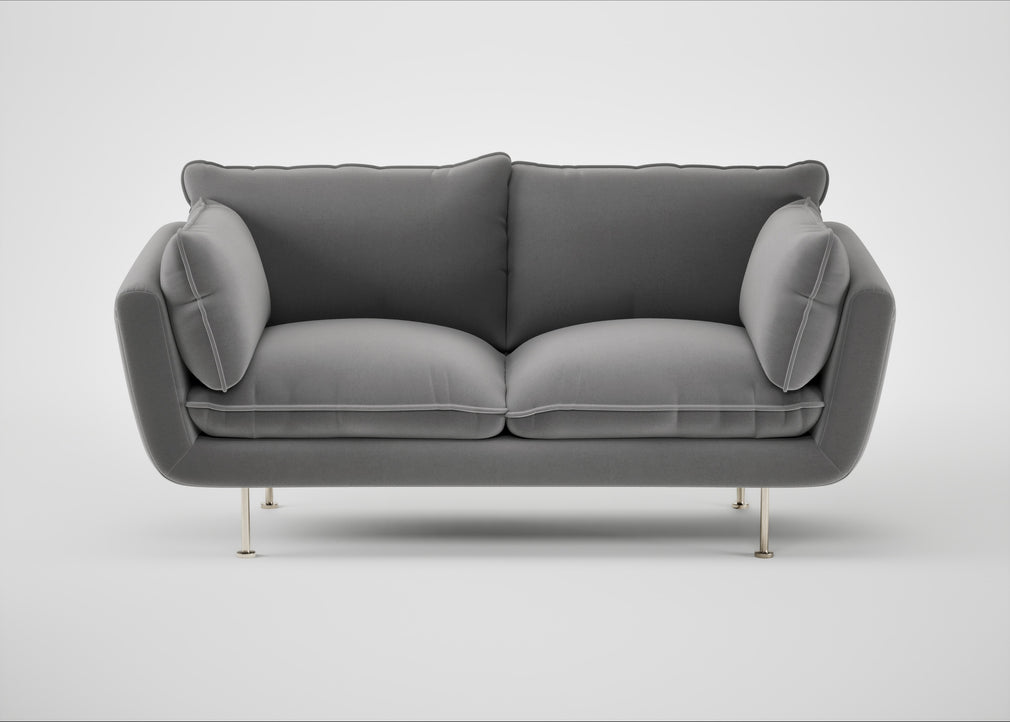 Allora 2 Seater Sofa Smart Velvet Mercury / Stainless Steel