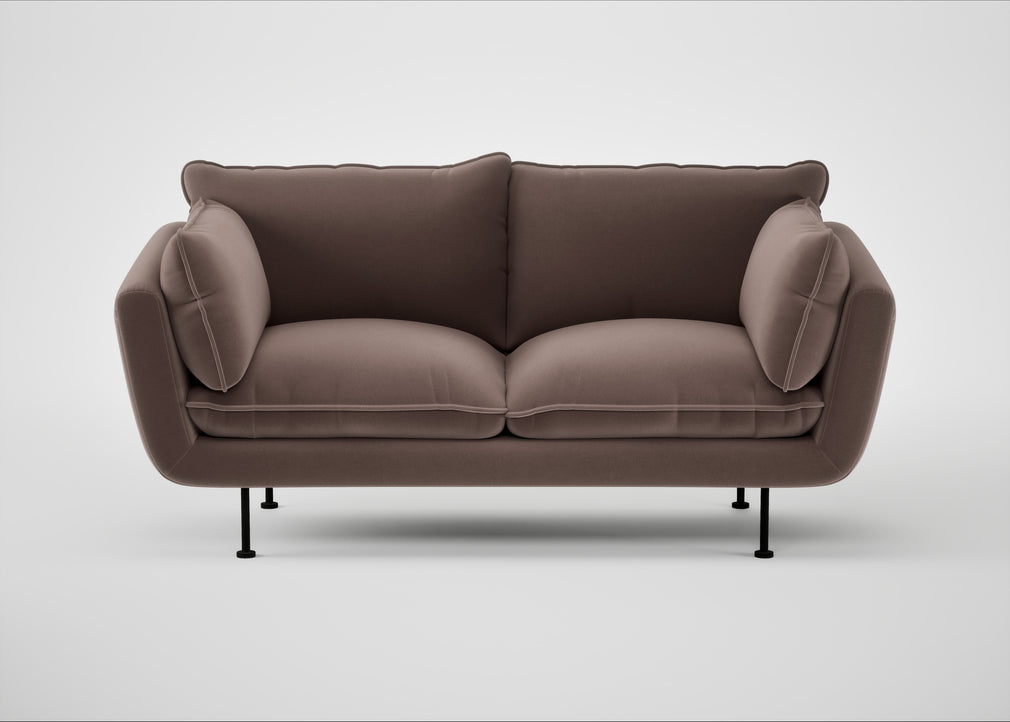 Allora 2 Seater Sofa Smart Velvet Mouse / Black