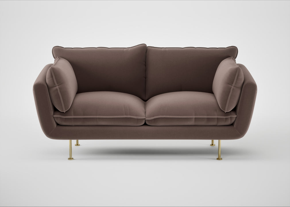 Allora 2 Seater Sofa Smart Velvet Mouse / Brass