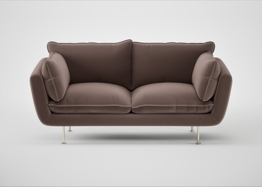 Allora 2 Seater Sofa Smart Velvet Mouse / Stainless Steel