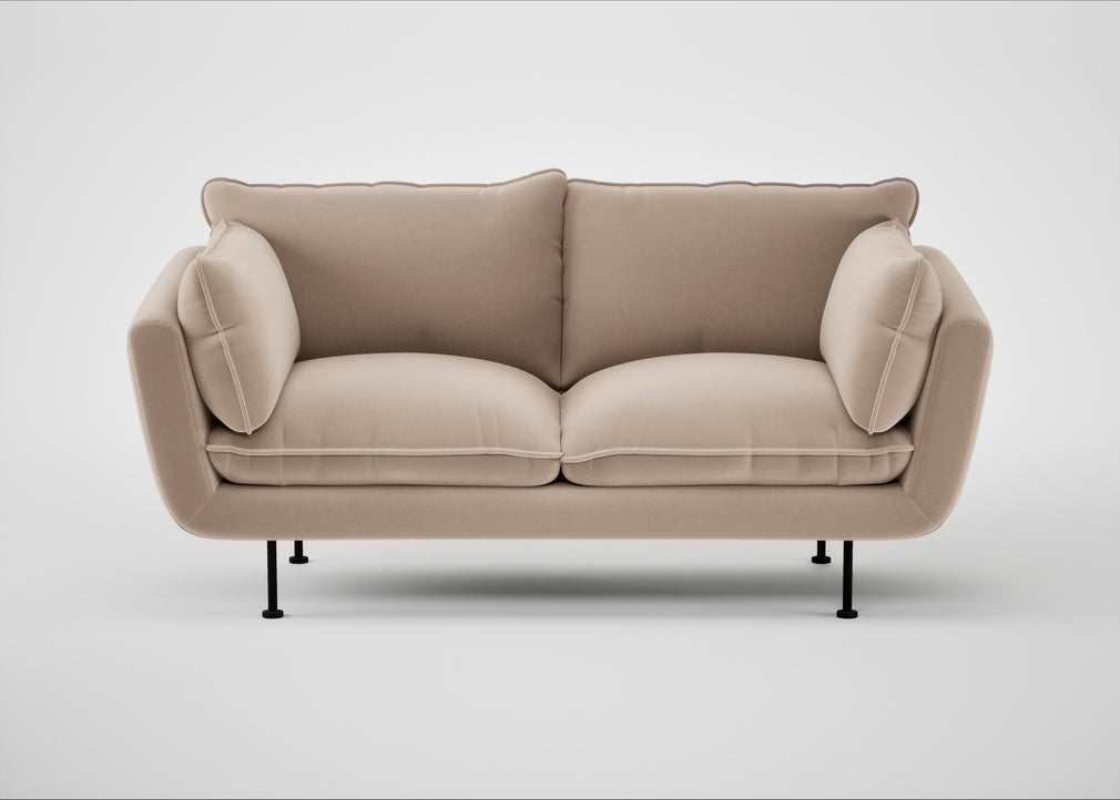 Allora 2 Seater Sofa Smart Velvet Pebble / Black