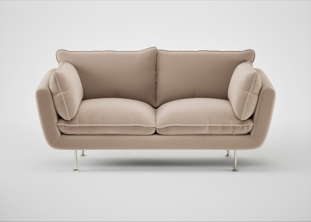 Allora 2 Seater Sofa Smart Velvet Pebble / Stainless Steel