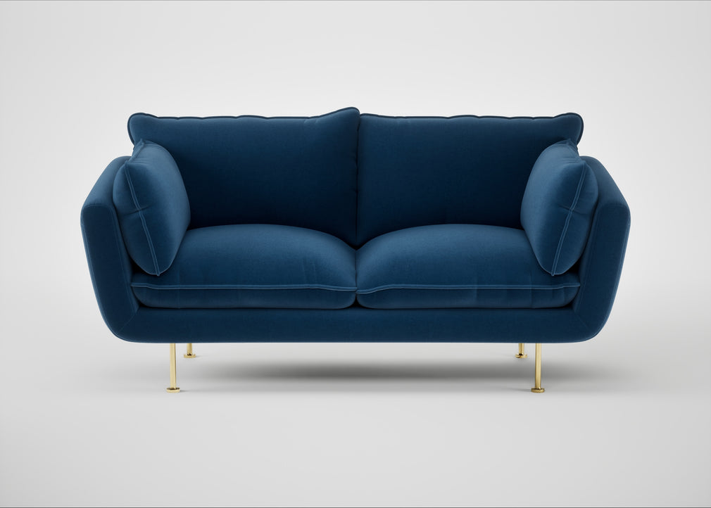 Allora 2 Seater Sofa Cotton Velvet Petrol / Brass