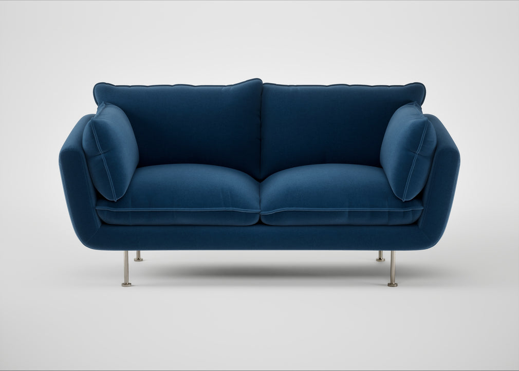 Allora 2 Seater Sofa Cotton Velvet Petrol / Stainless Steel