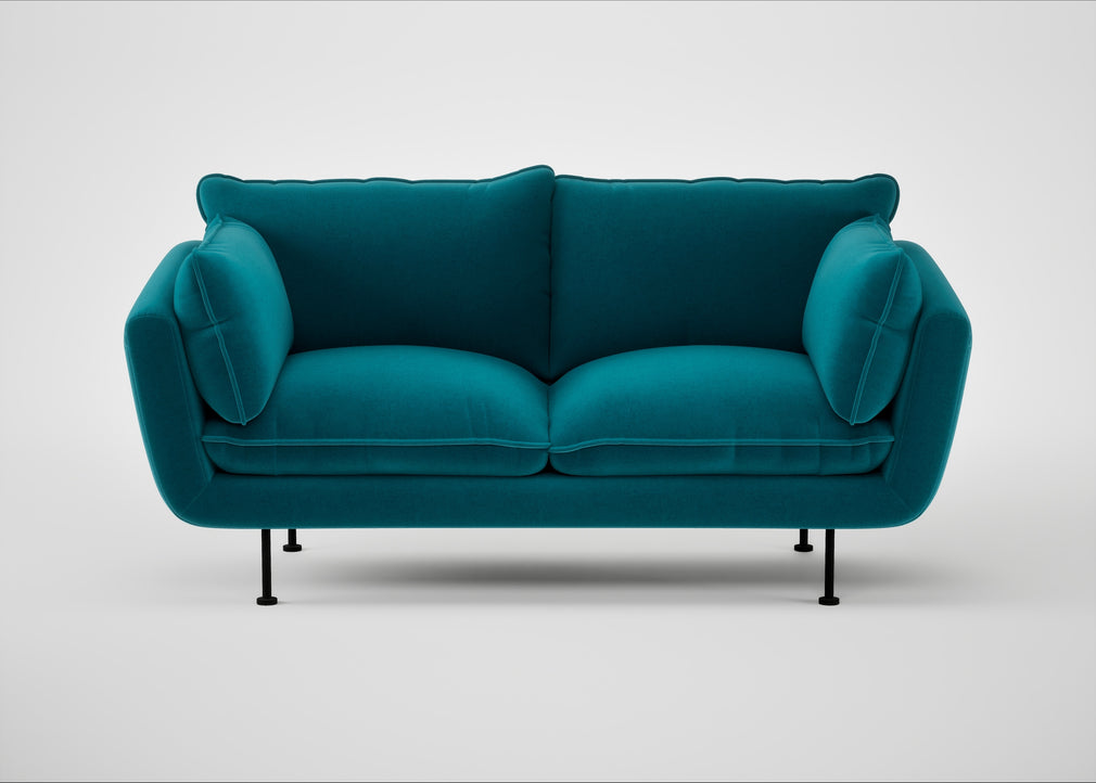 Allora 2 Seater Sofa Cotton Velvet Teal / Black