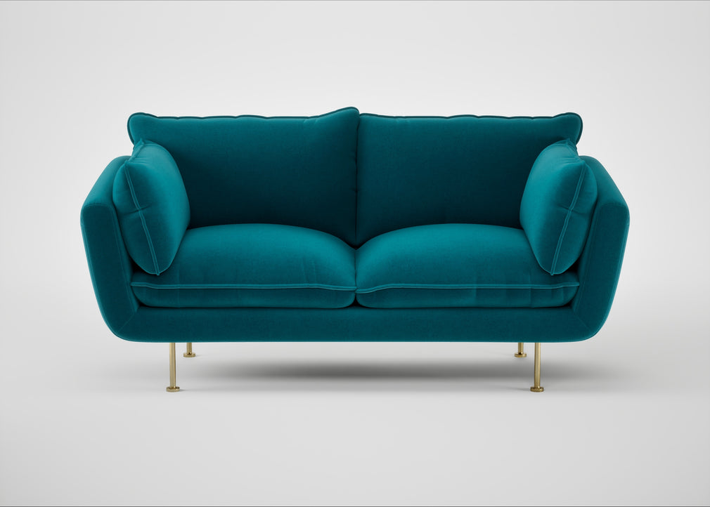 Allora 2 Seater Sofa Cotton Velvet Teal / Brass