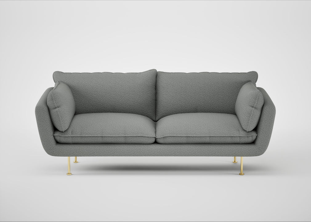 Allora 3 Seater Sofa Boucle Steel / Brass