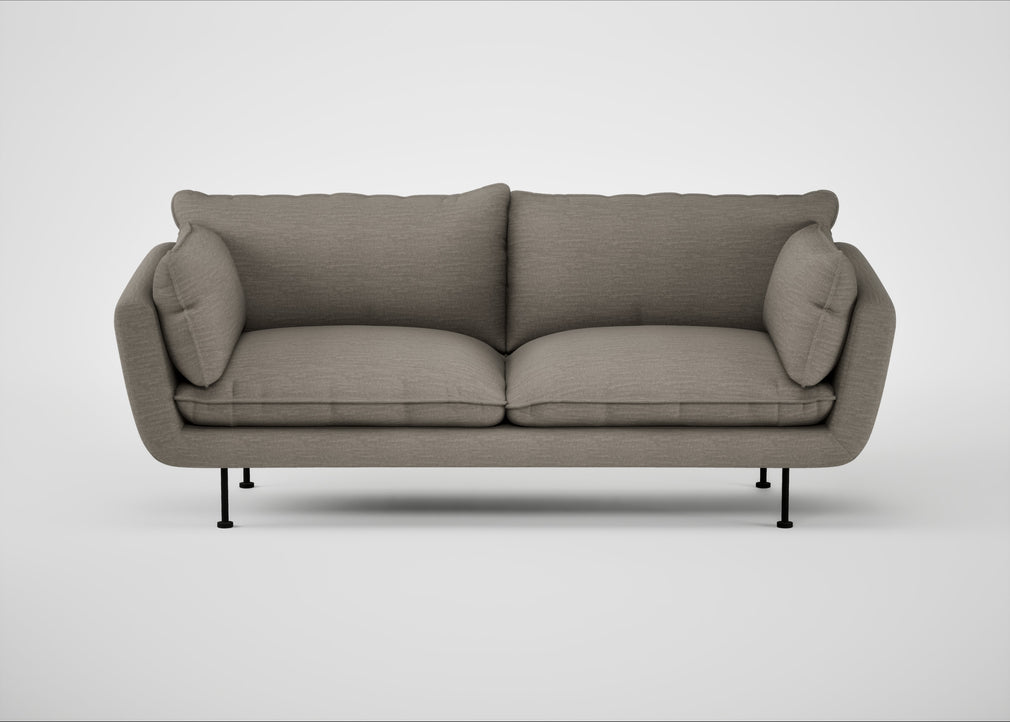 Allora 3 Seater Sofa Broad Weave Pebble / Black