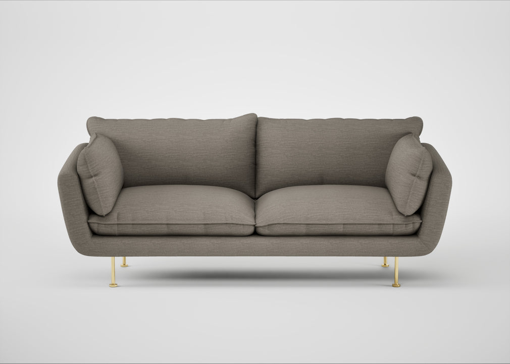 Allora 3 Seater Sofa Broad Weave Pebble / Brass