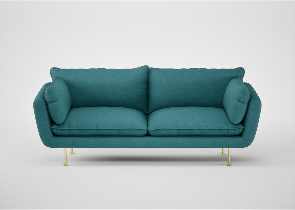 Allora 3 Seater Sofa Brushed Cotton Cadet / Brass