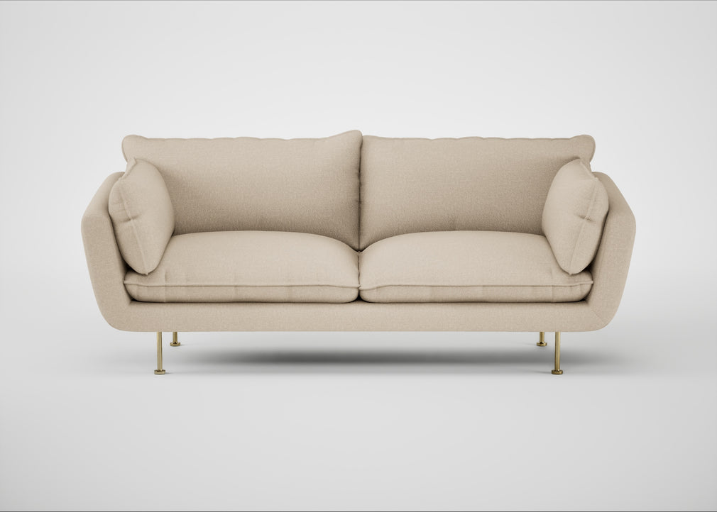 Allora 3 Seater Sofa Brushed Cotton Oat / Brass