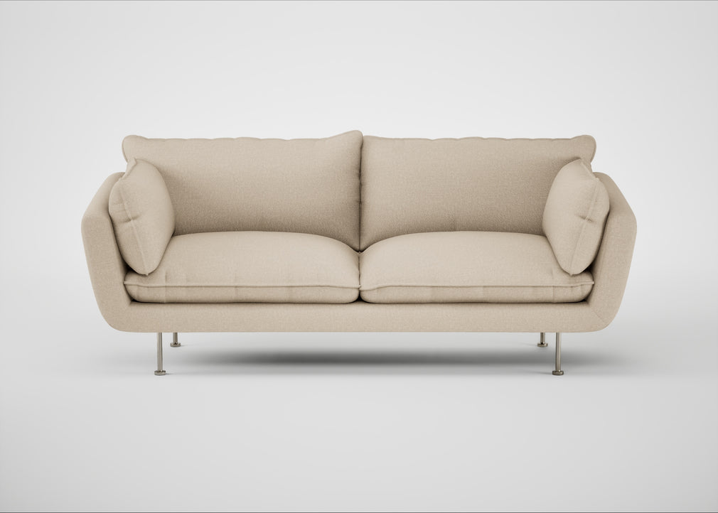 Allora 3 Seater Sofa Brushed Cotton Oat / Stainless Steel