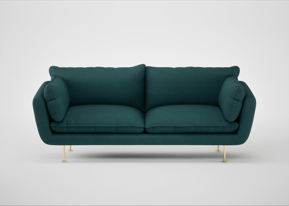 Allora 3 Seater Sofa Brushed Cotton Pine / Brass